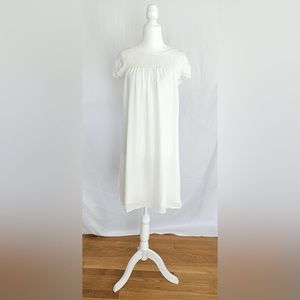 NWT Above Knee Shift Dress Ruffle Sleeves Sheered Crew Neck Flowy Lined Size S